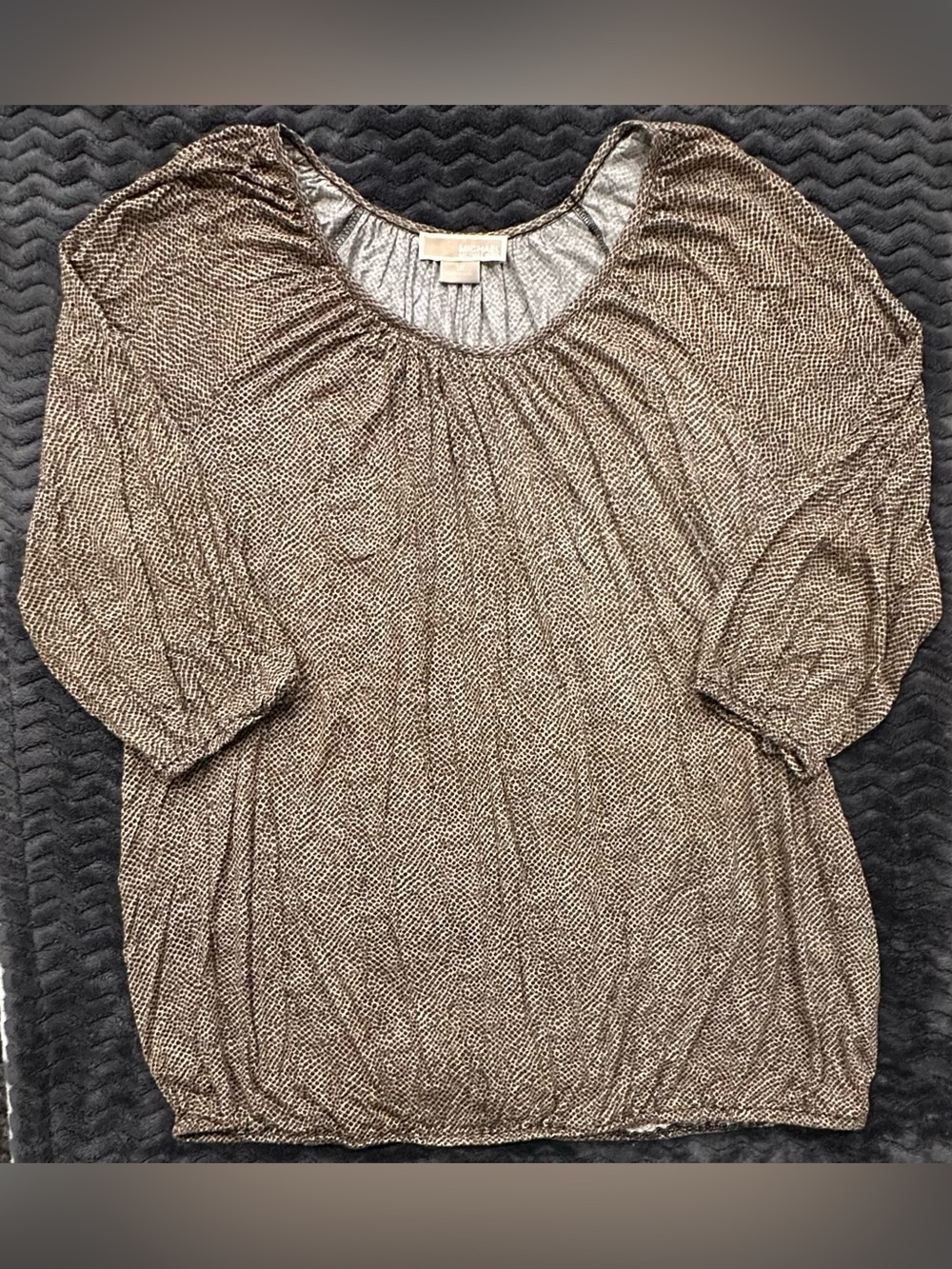 Like New Women's Michael Kors Scoop Neck 3/4 Sleeve Top Sz 1X Leopard